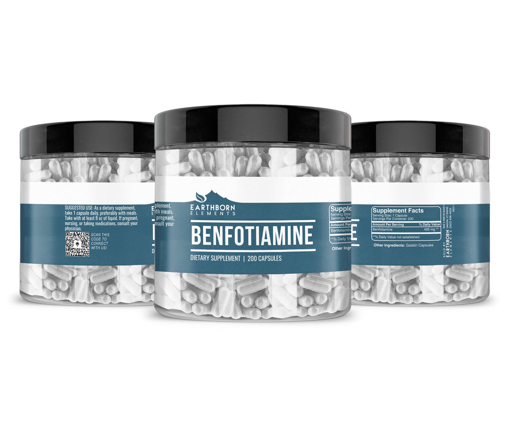 Earthborn Elements Benfotiamine 200 Capsules – Pure & Undiluted, No Additives