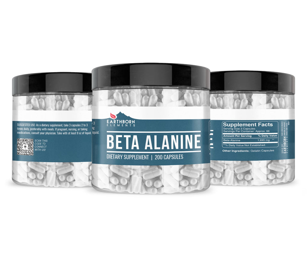 Earthborn Elements Beta-Alanine 200 Capsules | Pure & Undiluted, No Additives