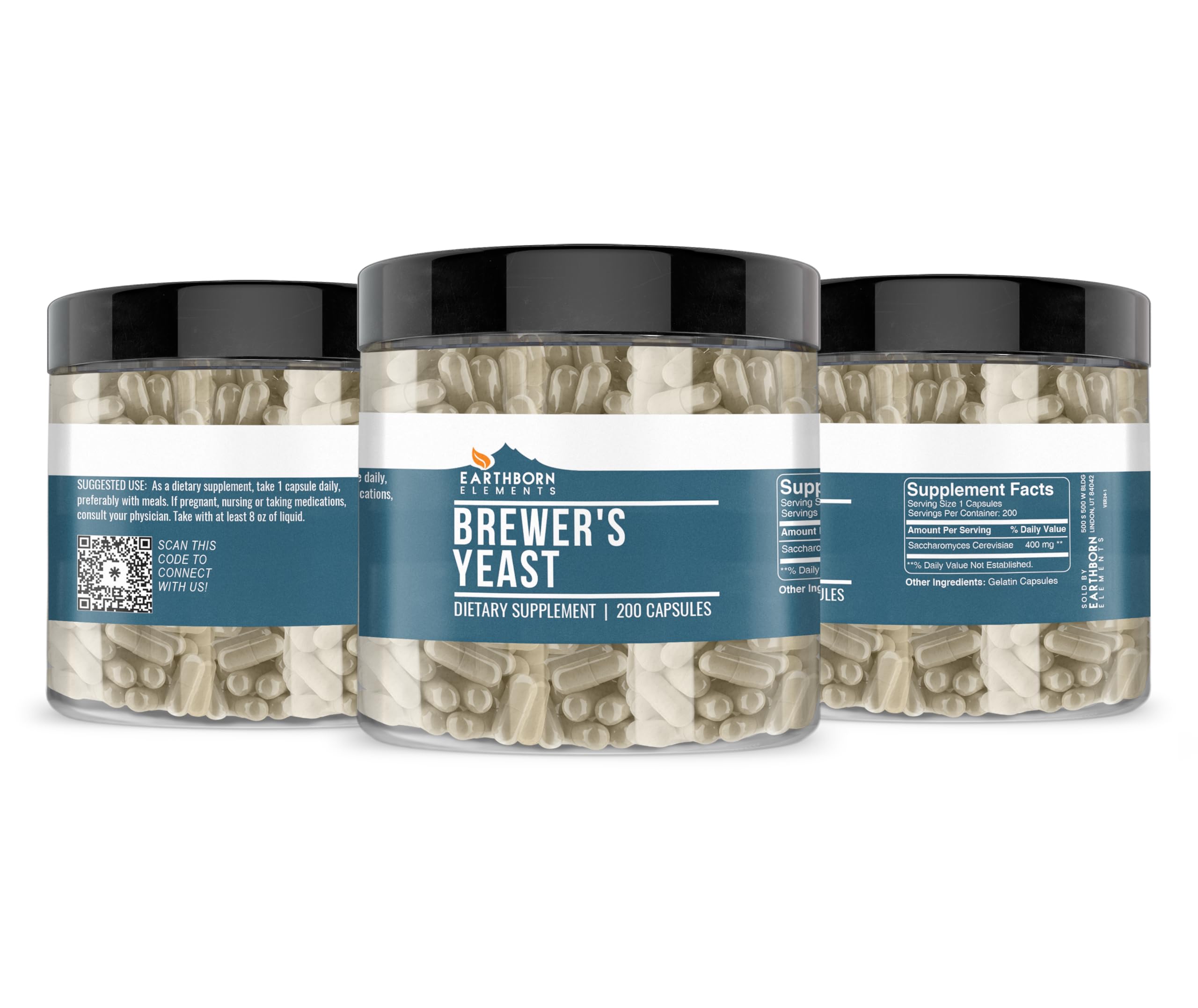 Earthborn Elements Brewer's Yeast 200 Capsules – Pure, No Additives