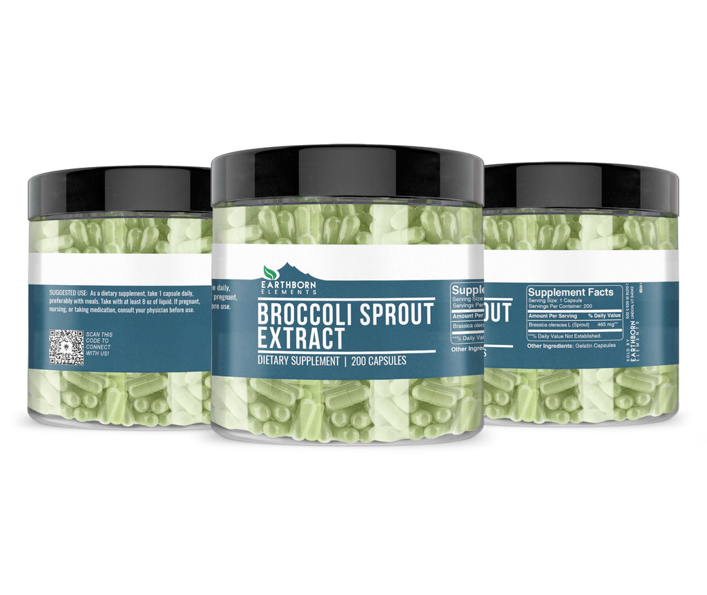Earthborn Elements Broccoli Extract 200 Capsules | Pure & Undiluted
