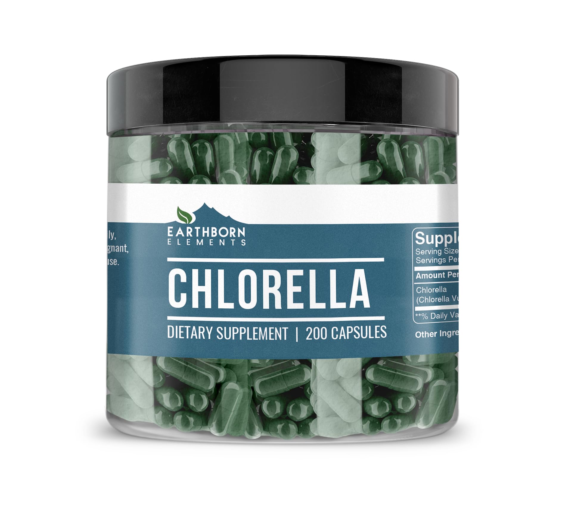 Earthborn Elements Chlorella 200 Capsules — Pure & Undiluted, No Additives