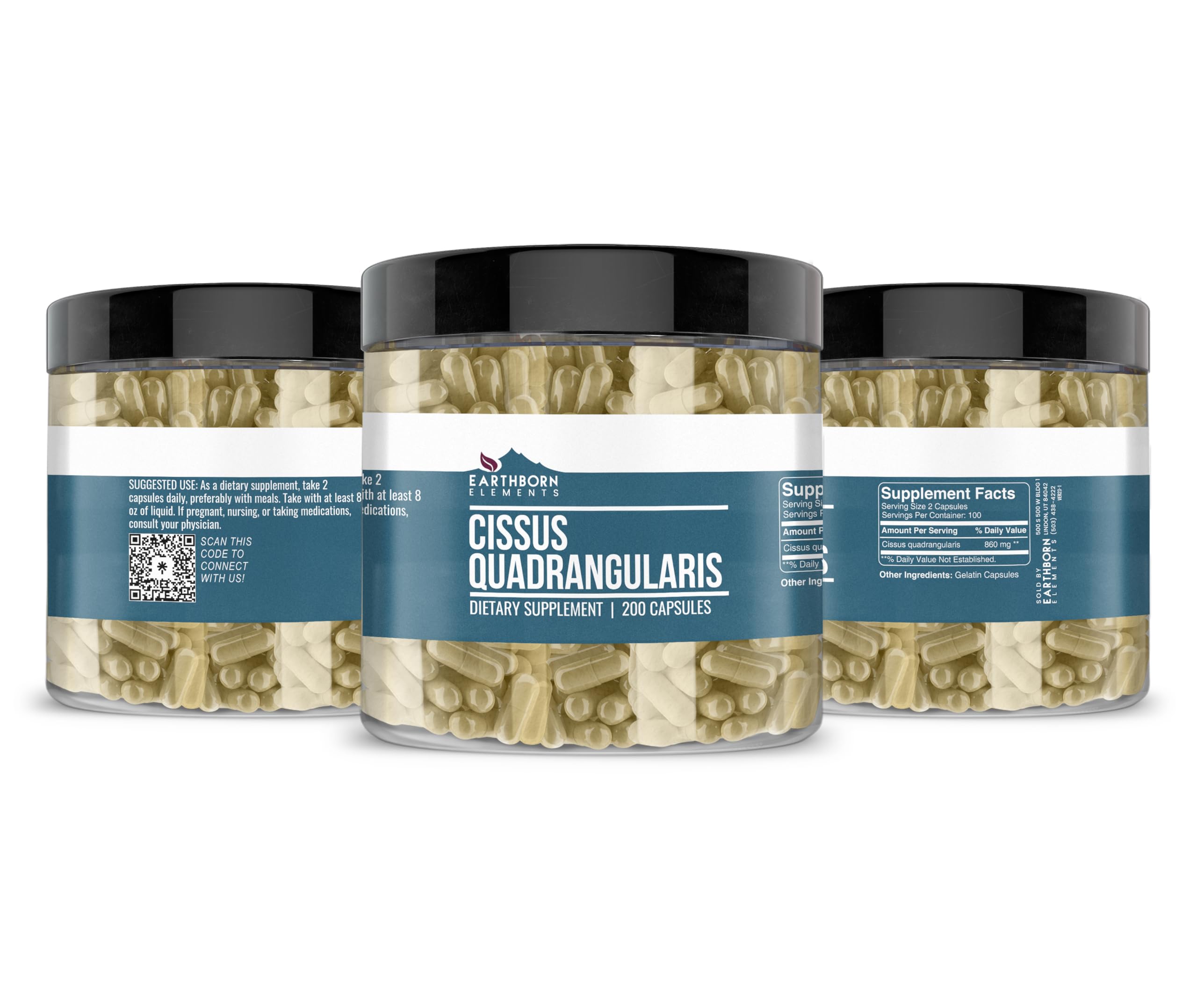 Earthborn Elements Cissus Quadrangularis 200 Capsules – Pure, Undiluted, No Additives