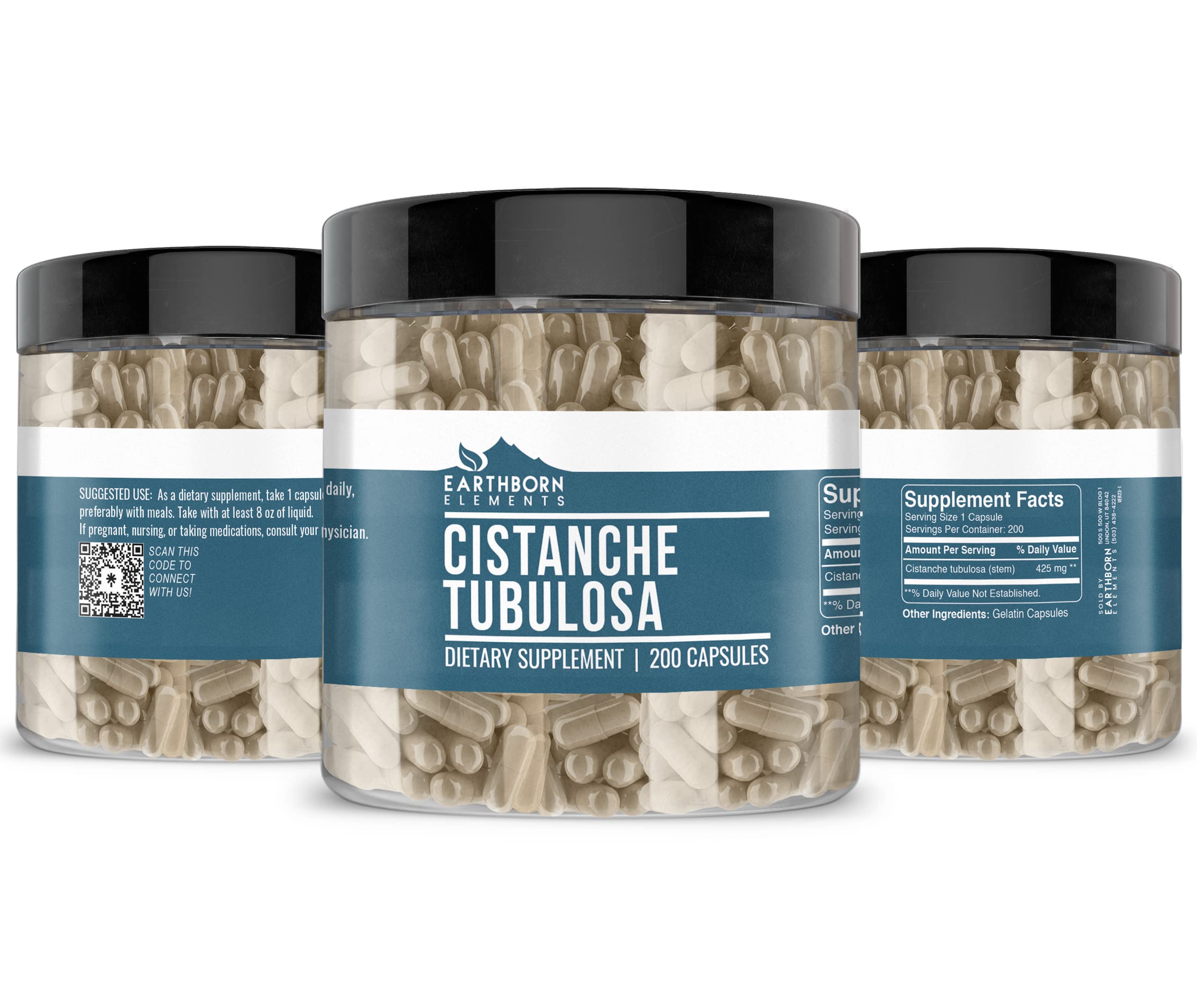 Earthborn Elements Cistanche Tubulosa 200 Capsules – Pure, No Fillers – Lab Verified