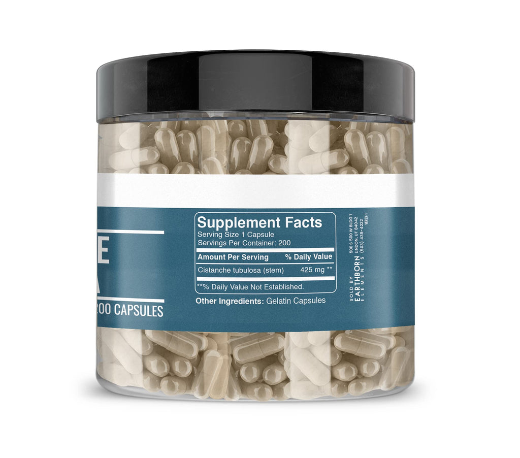 Earthborn Elements Cistanche Tubulosa 200 Capsules – Pure, No Fillers – Lab Verified