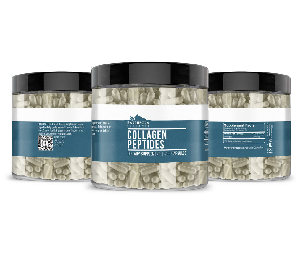 Earthborn Elements Collagen Peptides 200 Caps - Pure & Undiluted