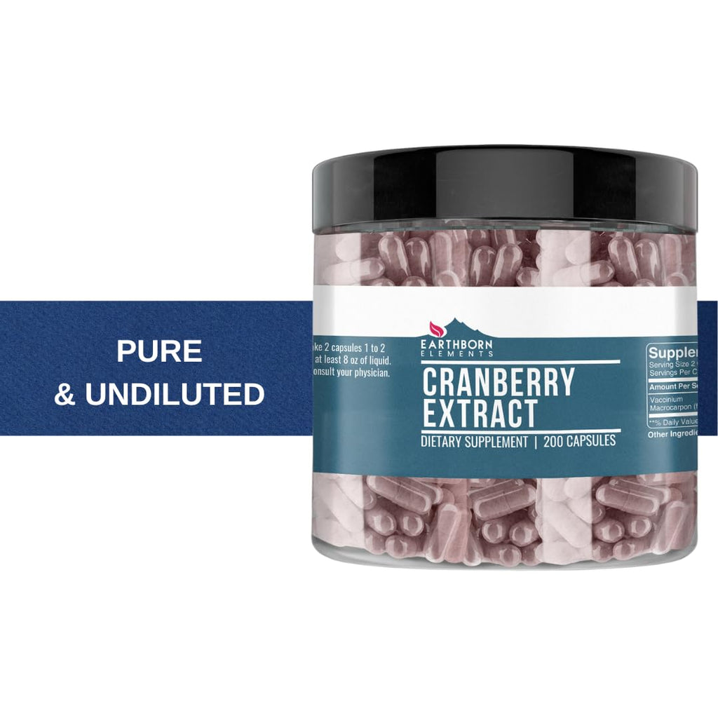 Earthborn Elements Cranberry Extract 200 Capsules – Pure & Undiluted, No Additives (Pack of 2)