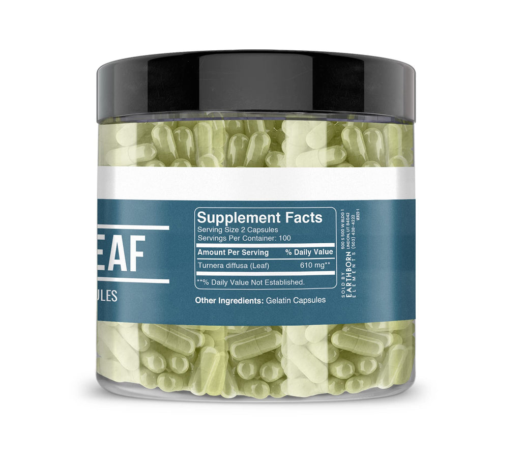 Earthborn Elements Damiana Leaf 200 Capsules | Pure & Undiluted, No Additives
