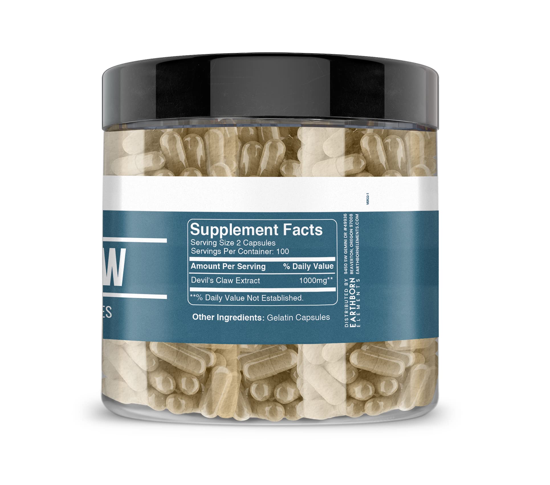 Earthborn Elements Devil’s Claw Extract 200 Capsules – Pure & Undiluted, No Additives (Pack of 2)