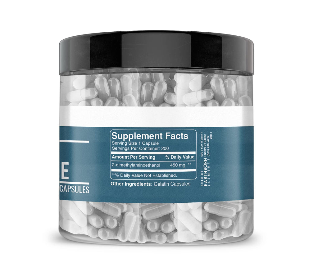 Earthborn Elements DMAE Bitartrate 200 Capsules – Pure, Additive-Free