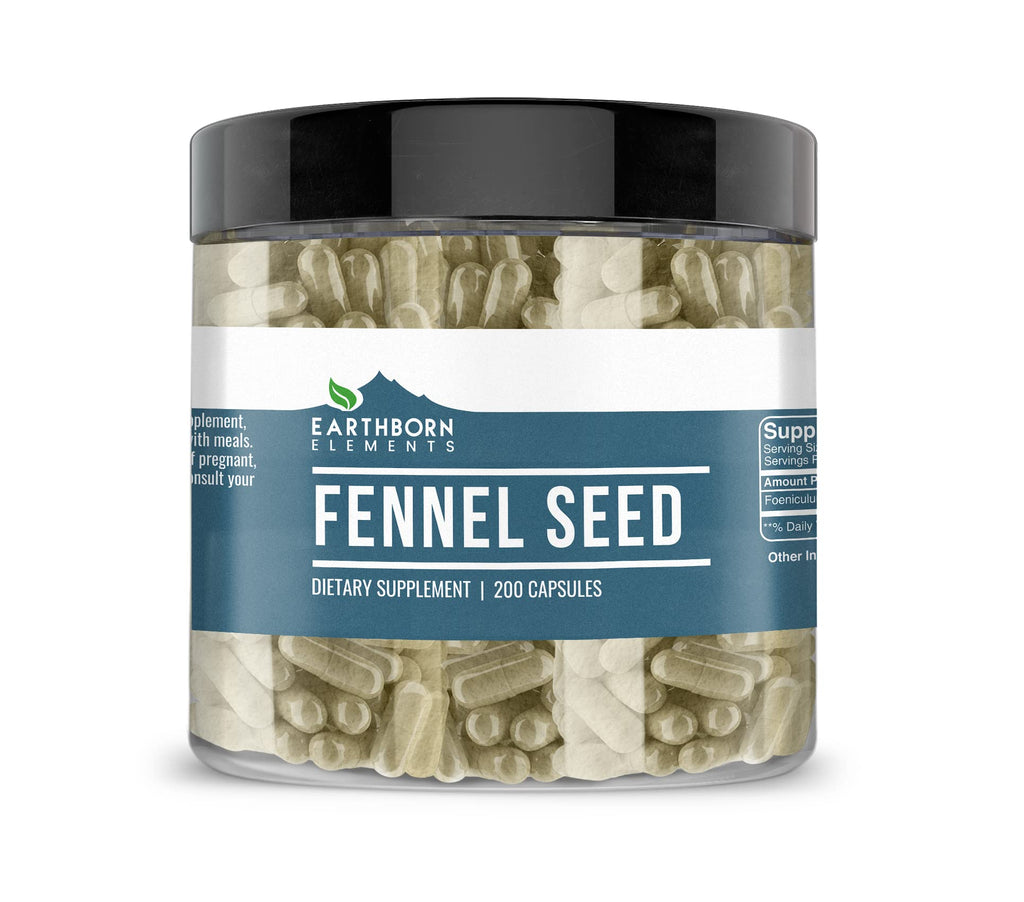 Earthborn Elements Fennel Seed 200 Capsules – Pure, Undiluted, No Additives