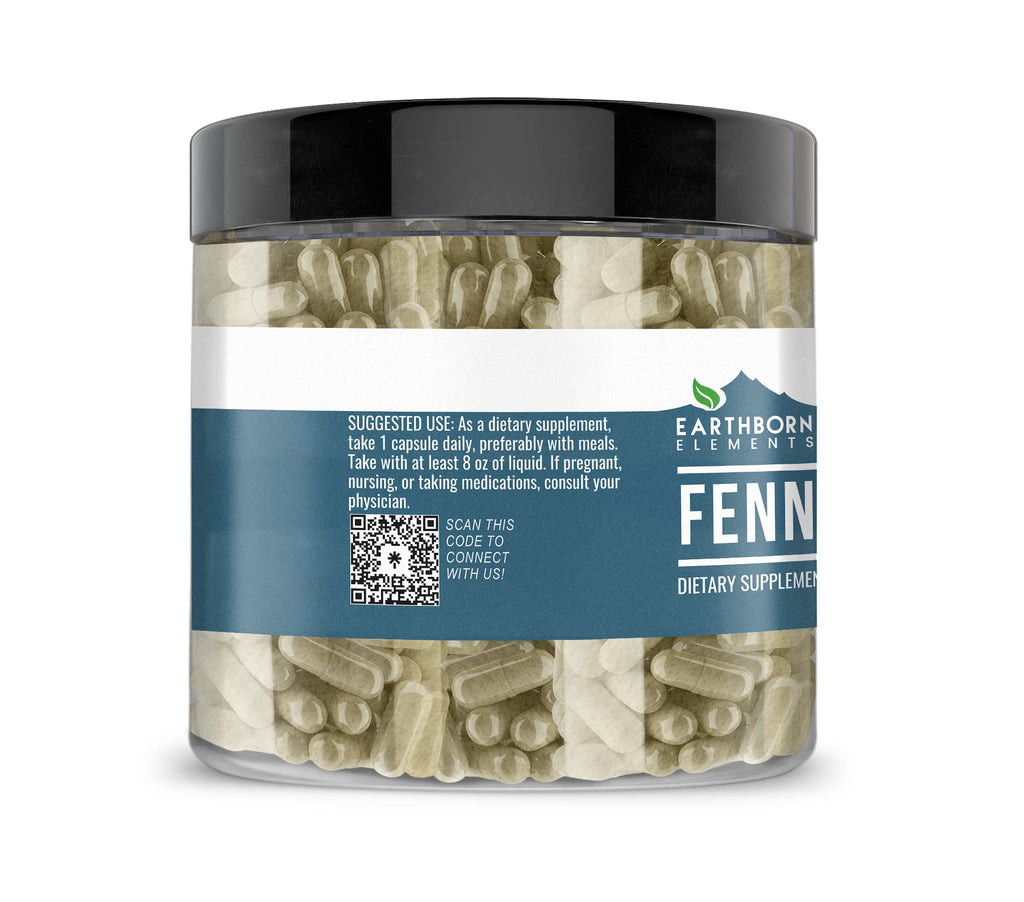 Earthborn Elements Fennel Seed 200 Capsules – Pure, Undiluted, No Additives