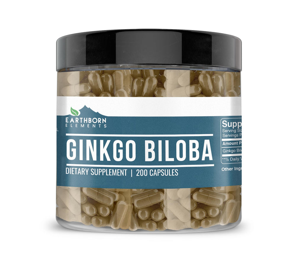 Earthborn Elements Ginkgo Biloba 200 Capsules – Pure, No Additives