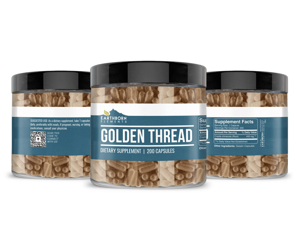 Earthborn Elements Golden Thread Capsules – 200 Count, Pure & Undiluted