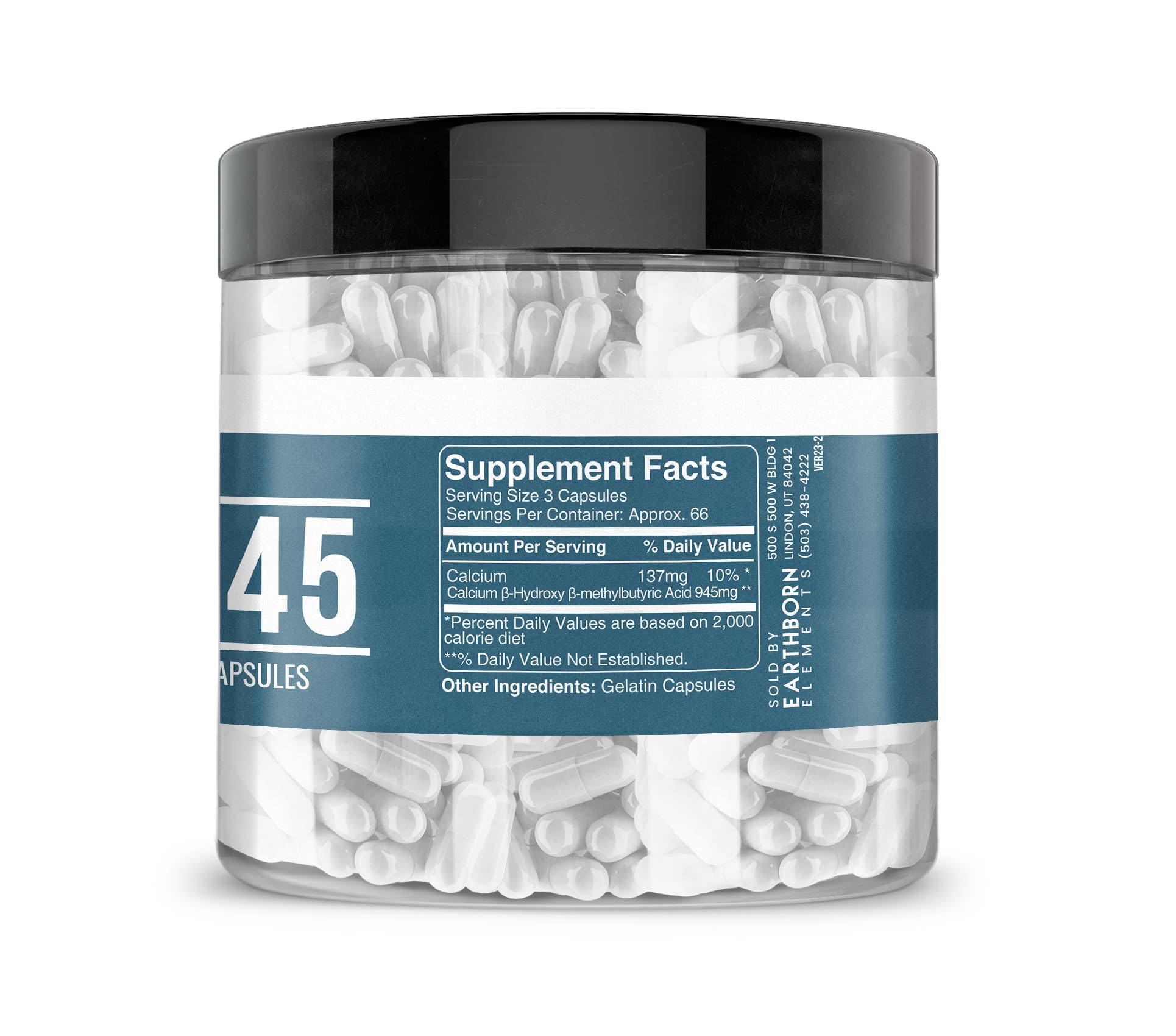 Earthborn Elements HMB Powder 200 Capsules – Pure & Additive-Free