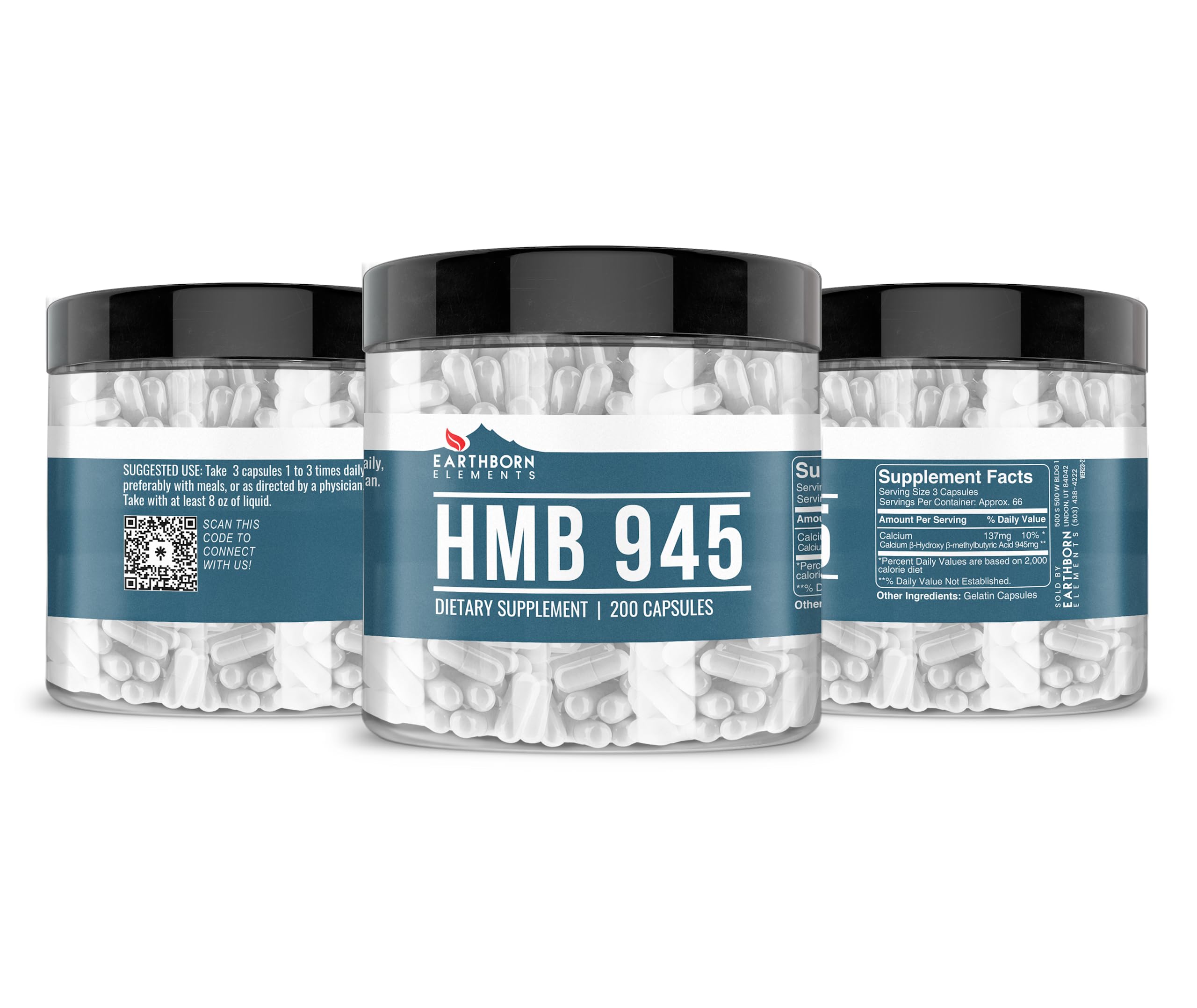 Earthborn Elements HMB Powder 200 Capsules – Pure & Additive-Free
