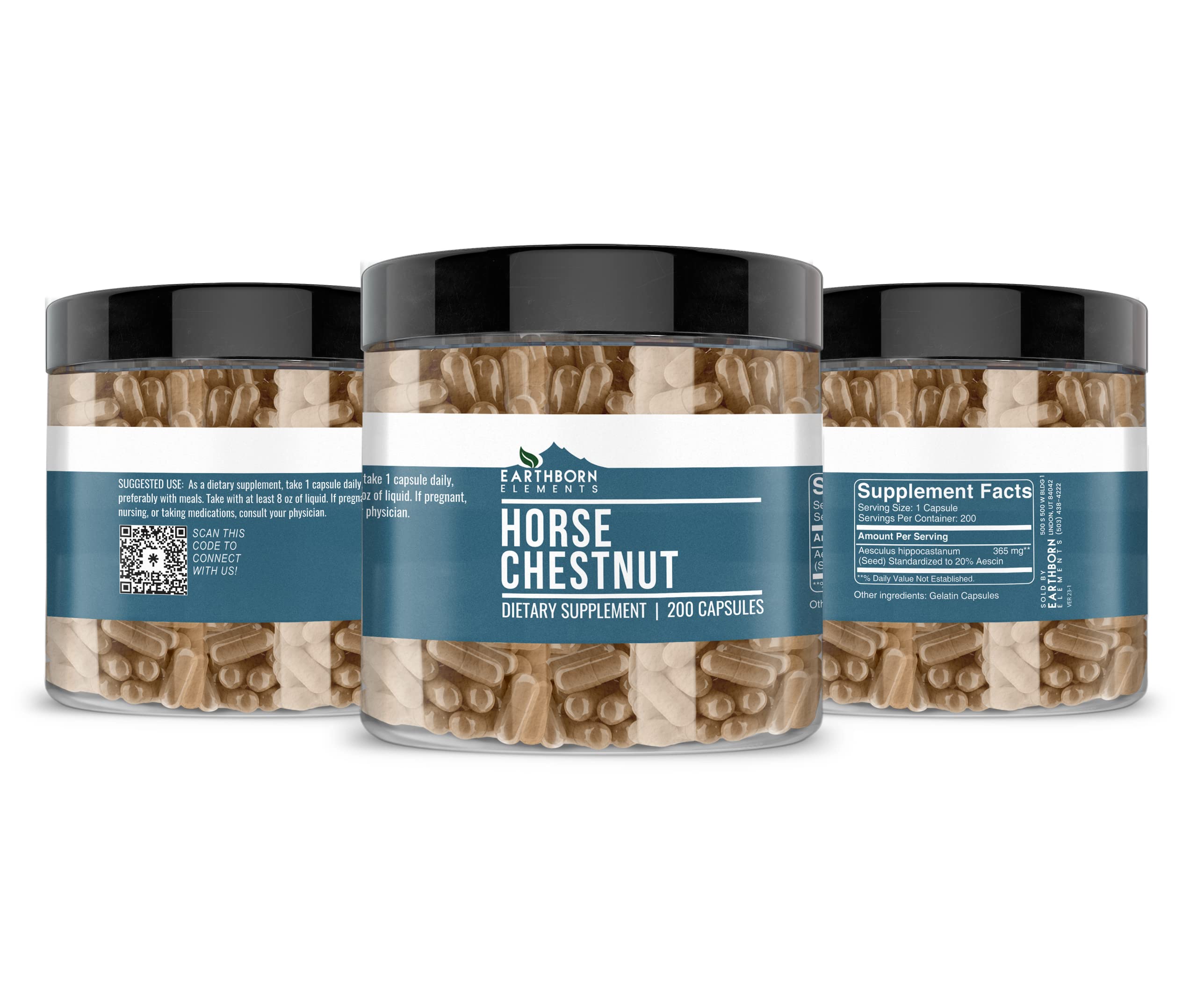 Earthborn Elements Horse Chestnut 200 Capsules – Pure & Undiluted