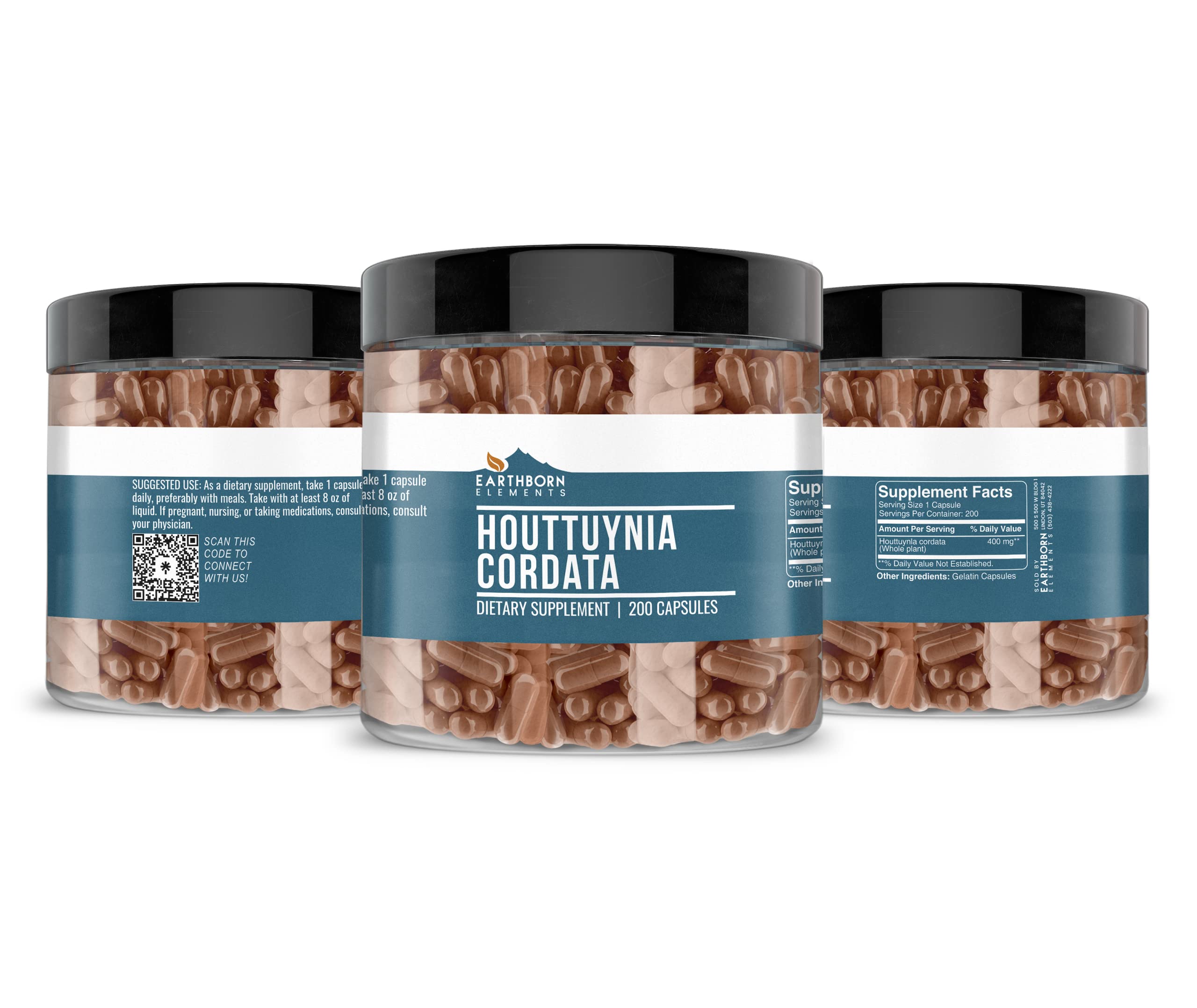 Earthborn Elements Houttuynia Cordata 200 Capsules – Pure & Undiluted