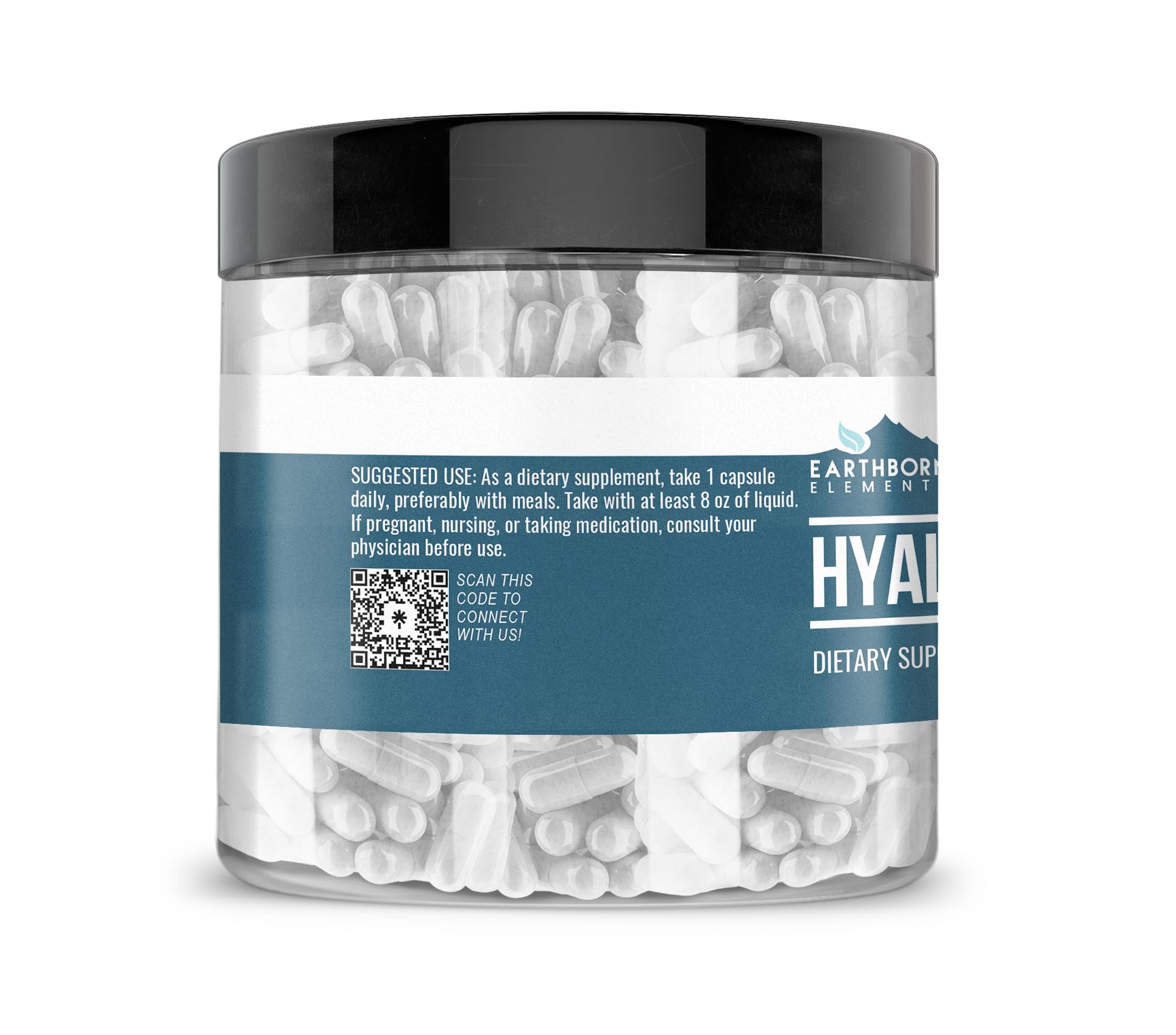 Earthborn Elements Hyaluronic Acid 200 Capsules – Pure & Undiluted, No Additives