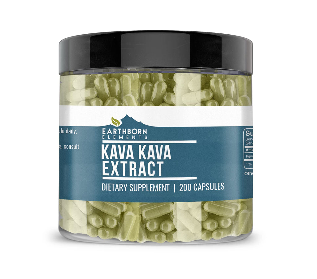 Earthborn Elements Kava Kava Extract, 200 Capsules – Pure & Undiluted, No Additives