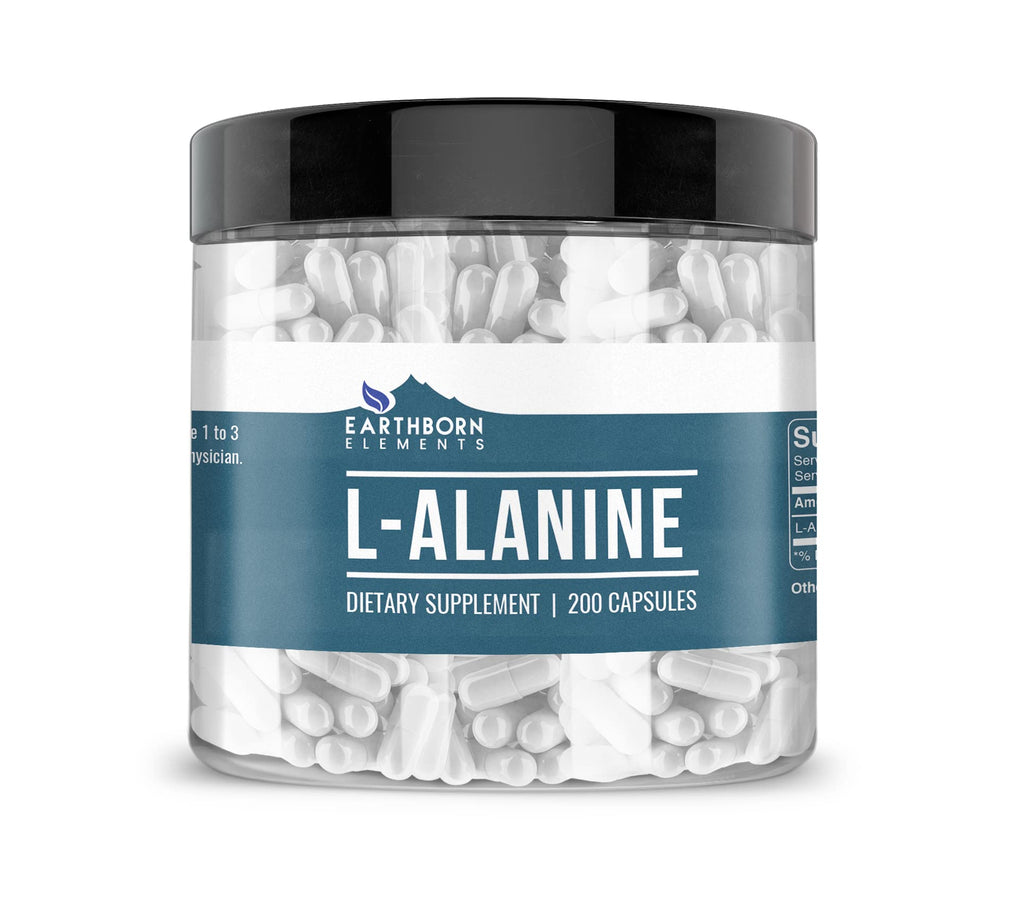 Earthborn Elements L-Alanine 200 Capsules – Pure, Undiluted, No Additives
