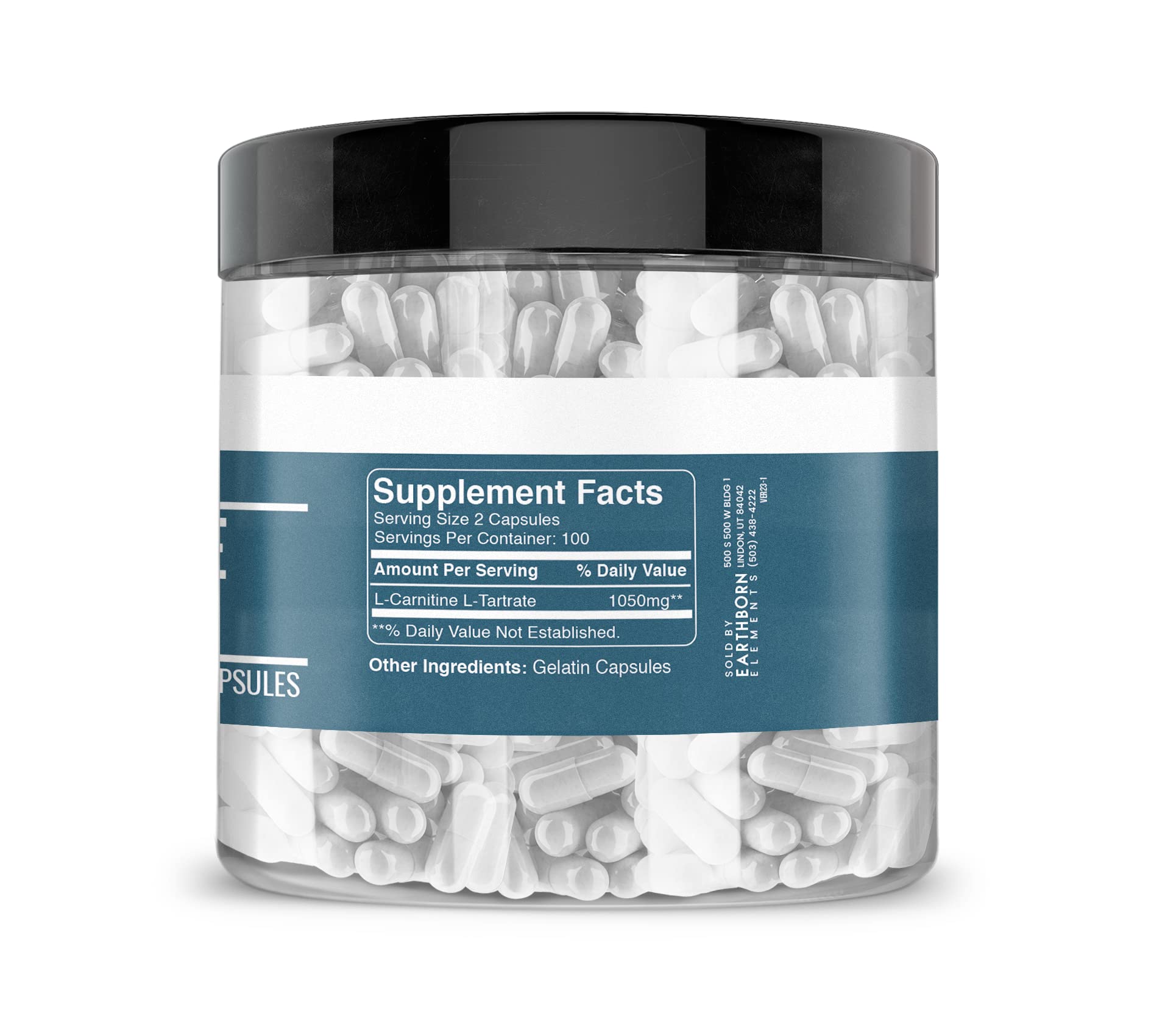 Earthborn Elements L-Carnitine Tartrate 200 Capsules — Gluten-Free & Undiluted