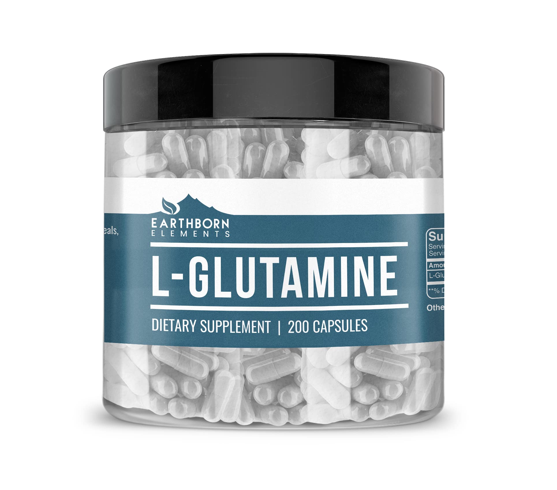 Earthborn Elements L-Glutamine 200 Capsules – Pure & Undiluted, No Additives