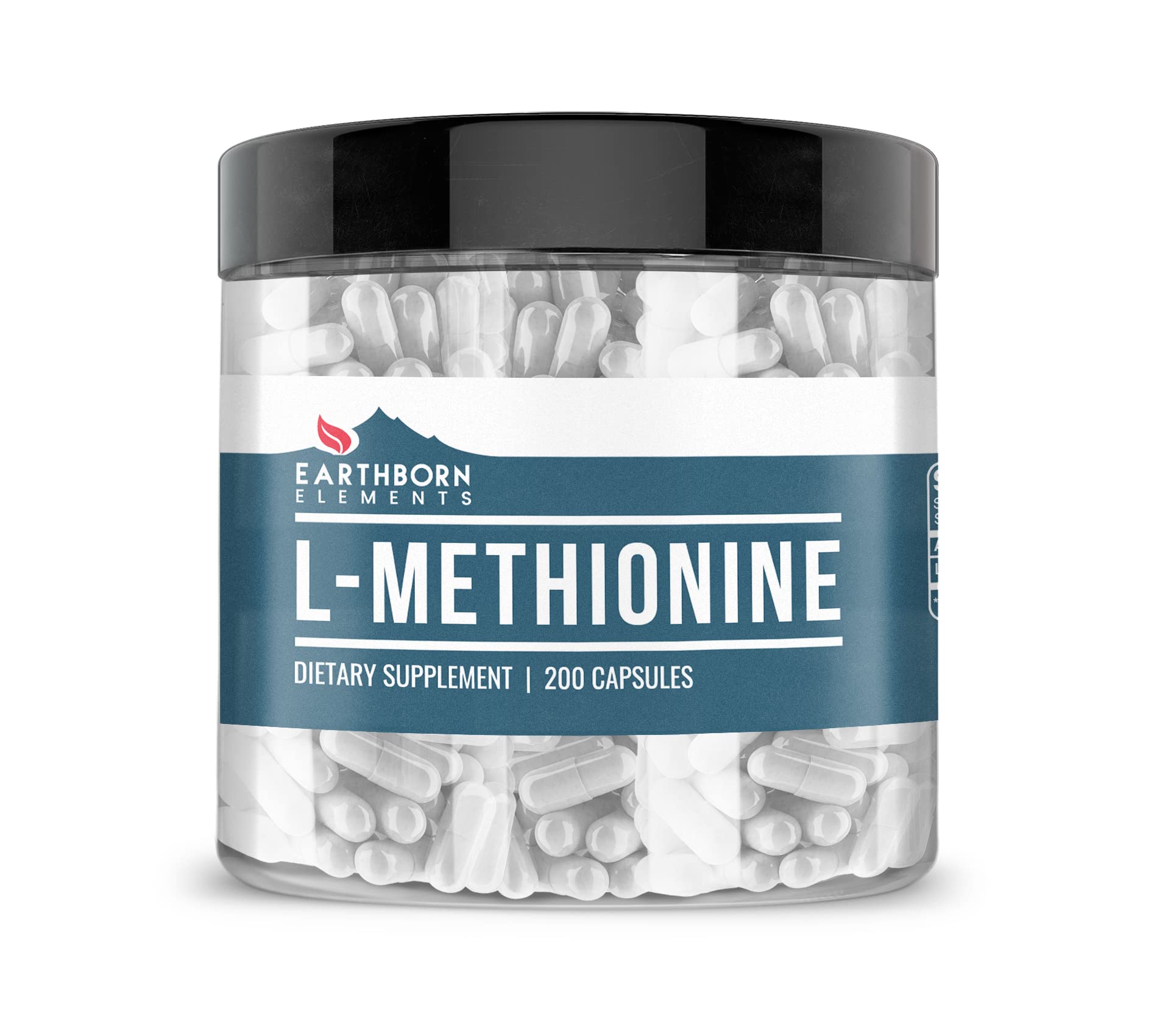 Earthborn Elements L-Methionine 200 Capsules – Pure & Undiluted, No Additives