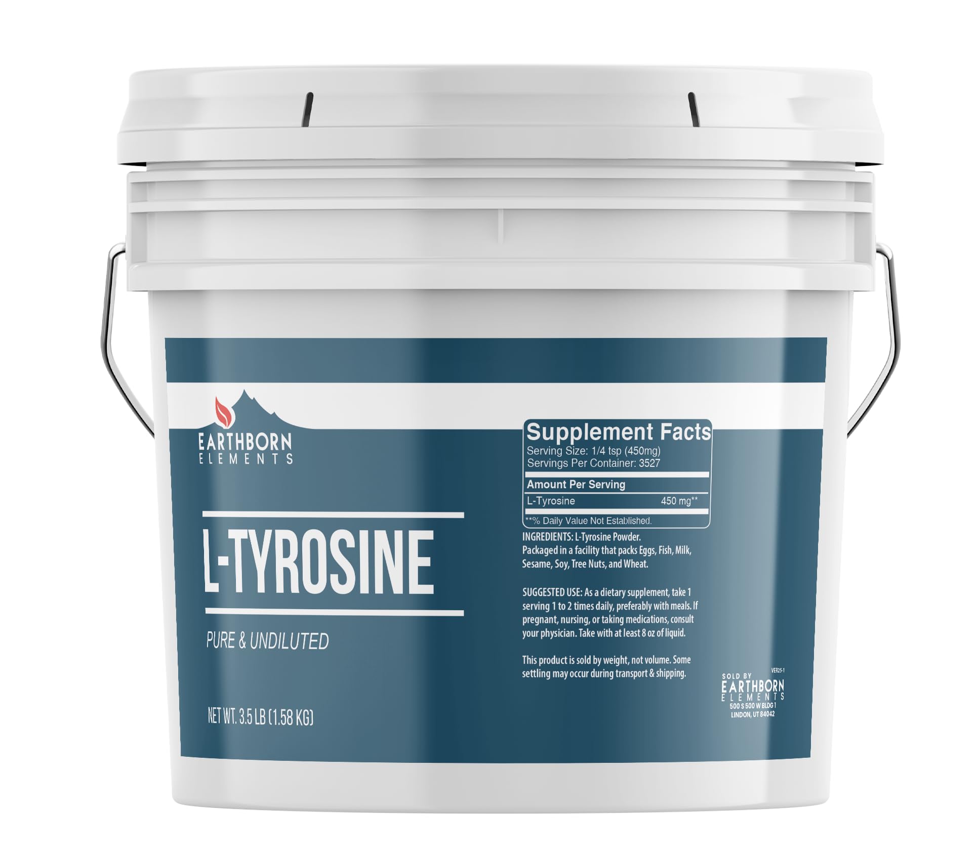 Earthborn Elements L-Tyrosine Powder – 1 Gallon, Pure & Undiluted