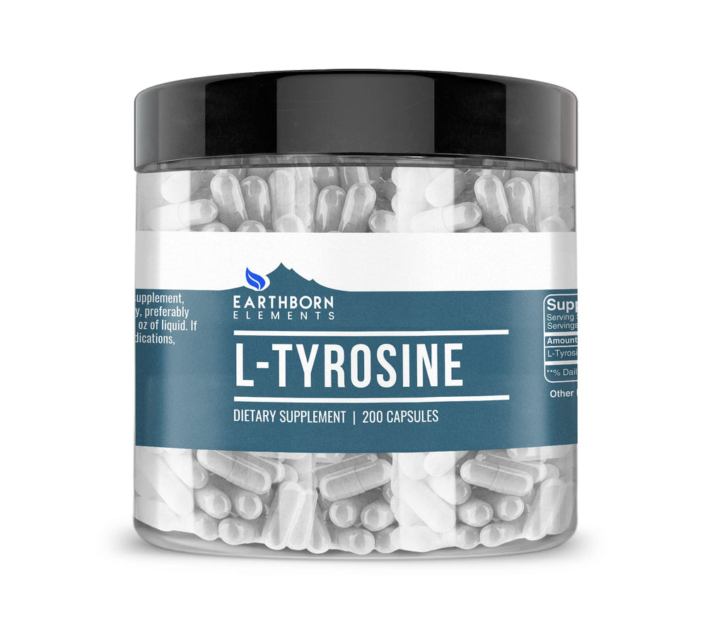 Earthborn Elements L-Tyrosine 200 Capsules | Pure & Undiluted | No Additives