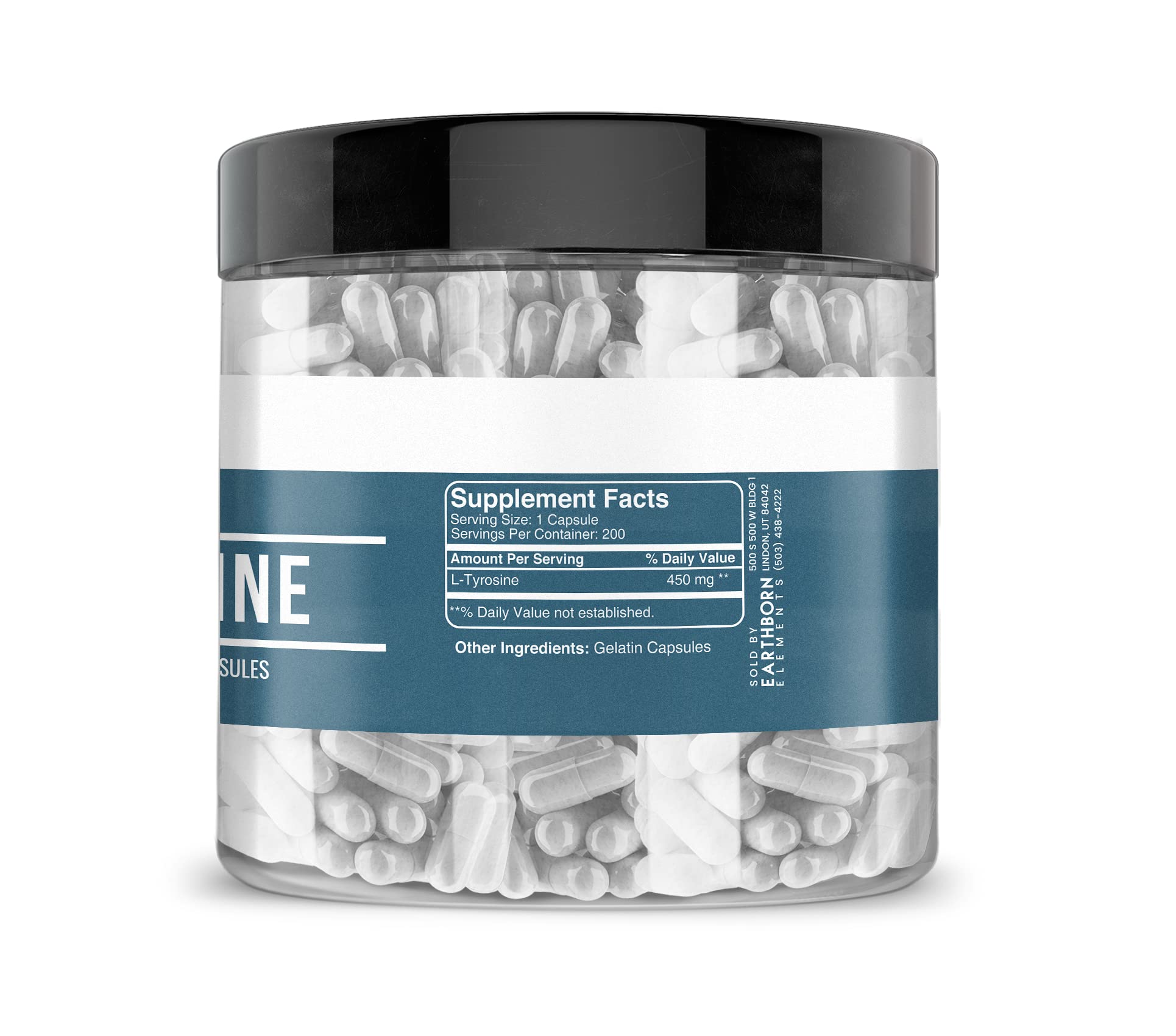 Earthborn Elements L-Tyrosine 200 Capsules | Pure & Undiluted | No Additives