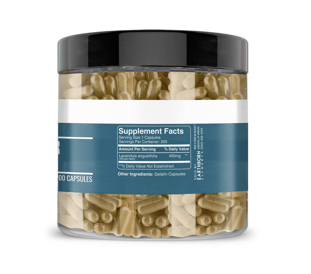 Earthborn Elements Lavender Extract Capsules – Pure & Undiluted, 200 Day Supply