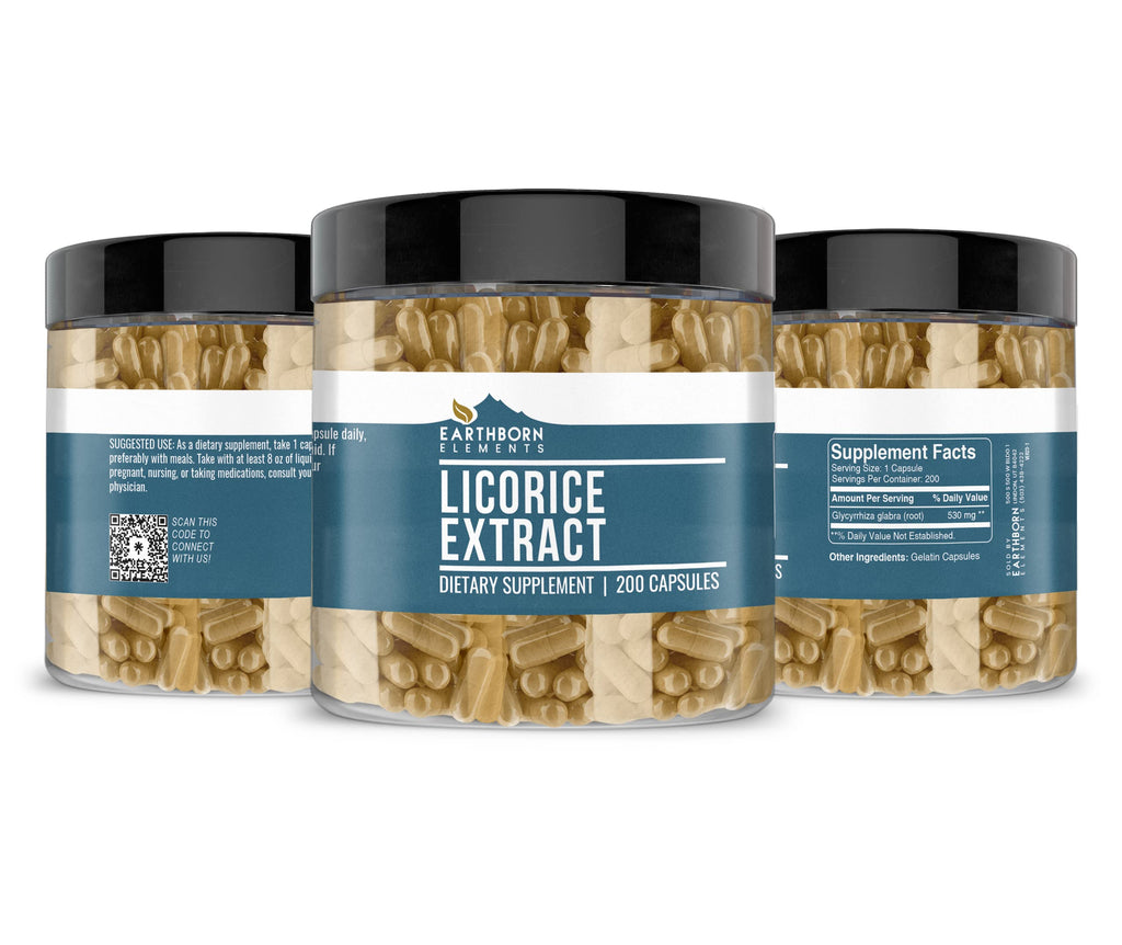 Earthborn Elements Licorice Extract Capsules – 200 Count, Pure & Undiluted