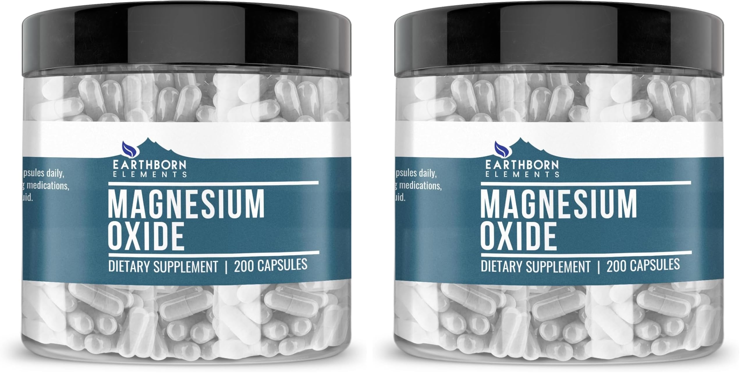 Earthborn Elements Magnesium Oxide – 400 Capsules (2-Pack), Pure & Undiluted, No Additives