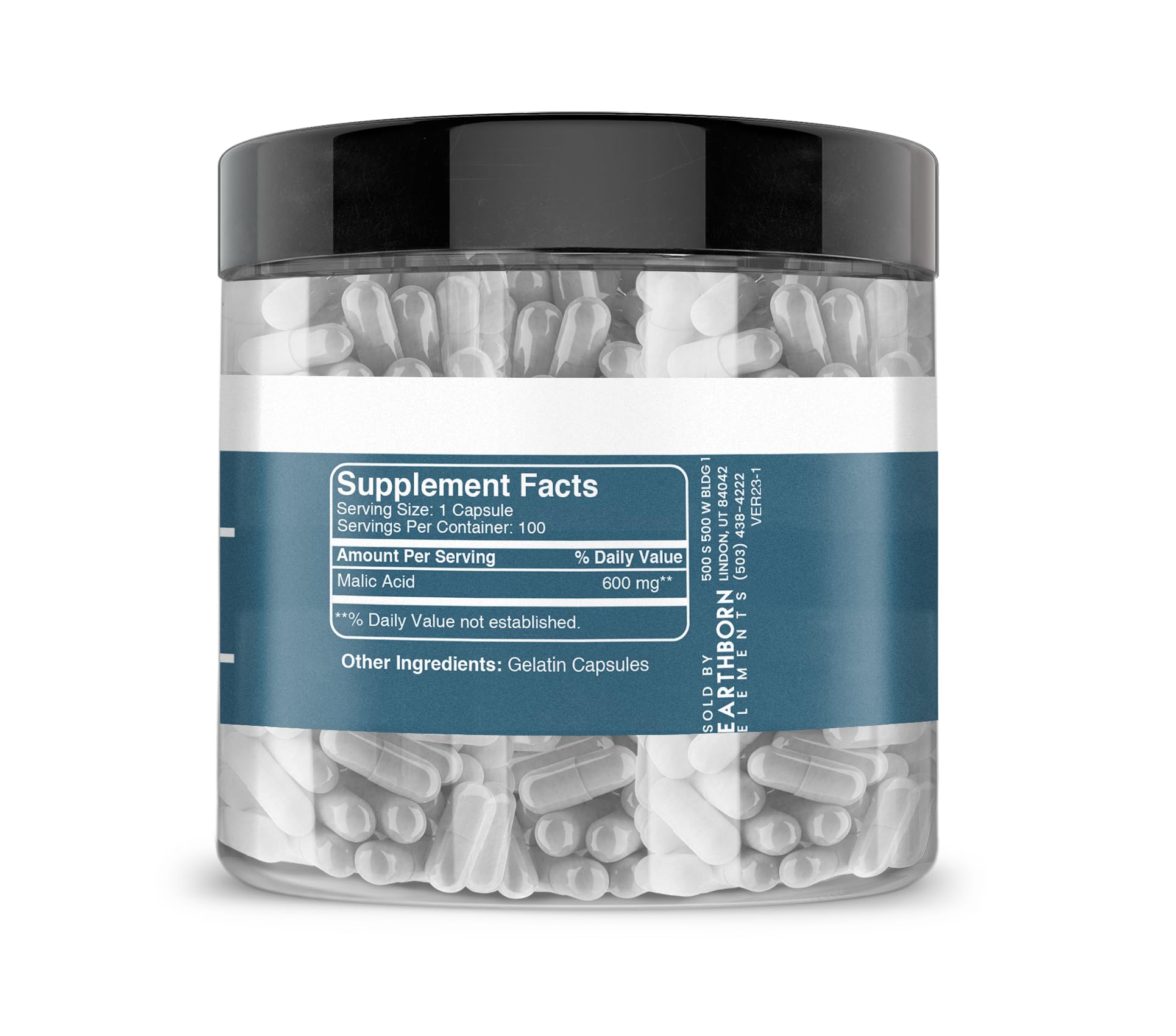 Earthborn Elements Malic Acid 200 Capsules - Pure & Undiluted