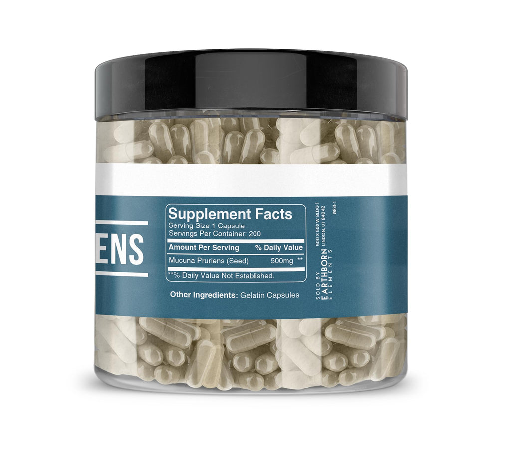 Earthborn Elements Mucuna Pruriens Extract – 200 Capsules, No Additives