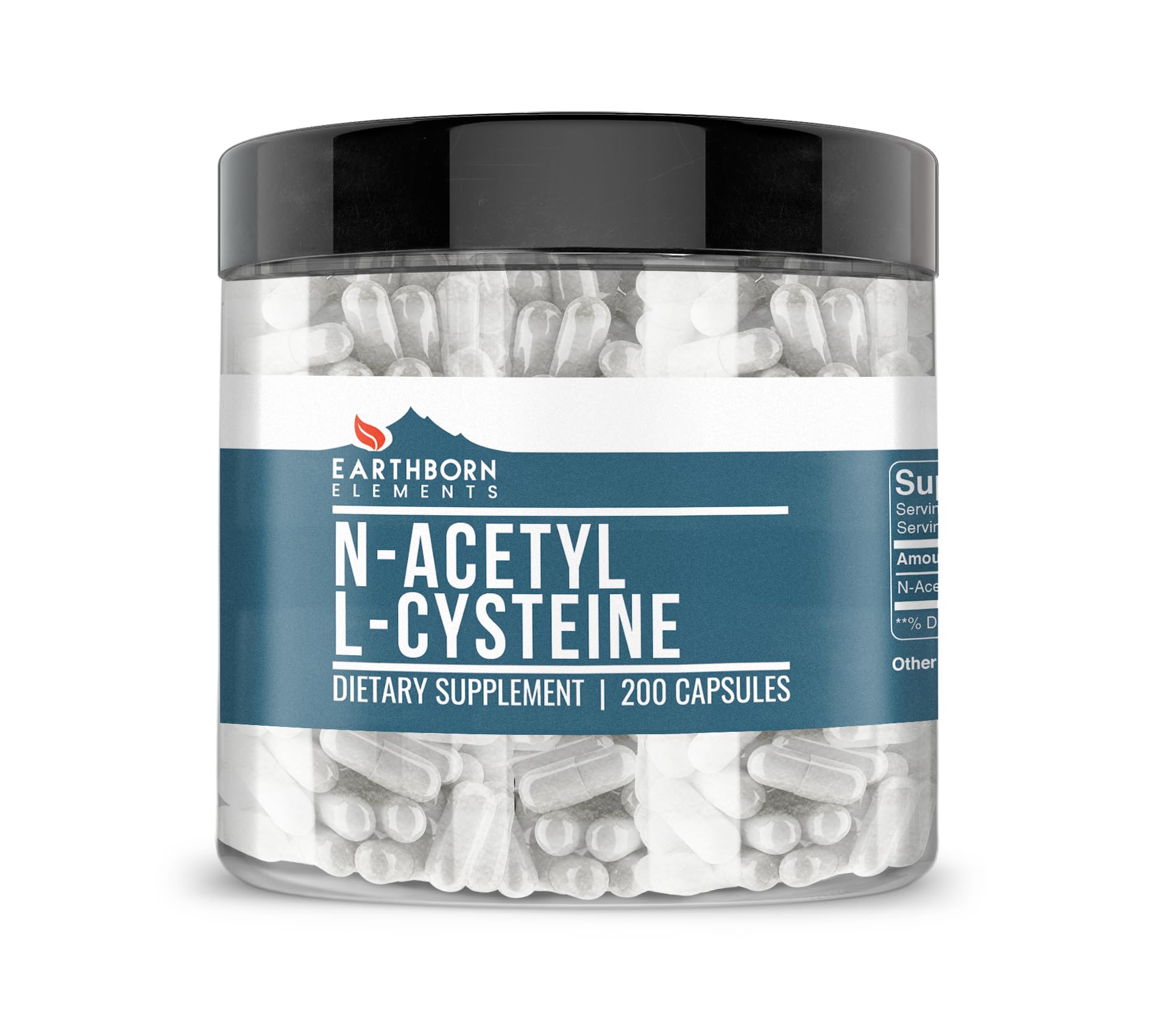 Earthborn Elements NAC N-Acetyl L-Cysteine 200 Capsules – Pure & Undiluted
