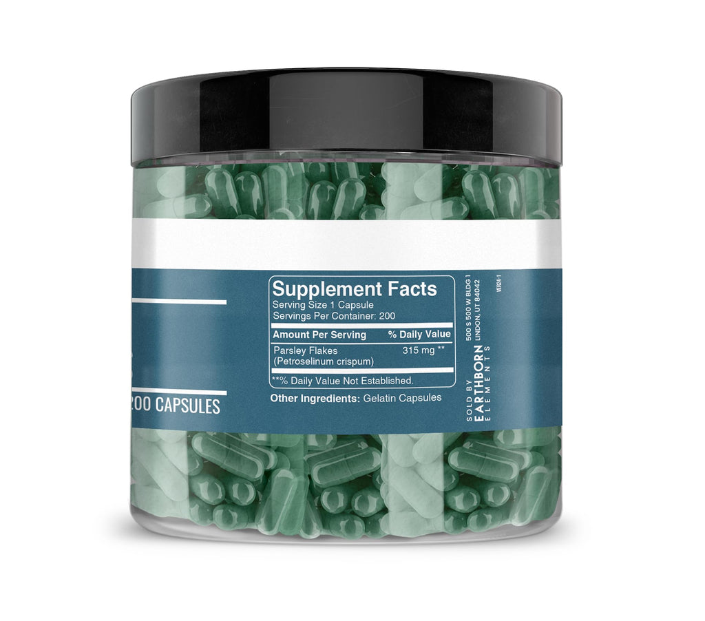 Earthborn Elements Parsley 200 Capsules – Pure & Undiluted, No Additives