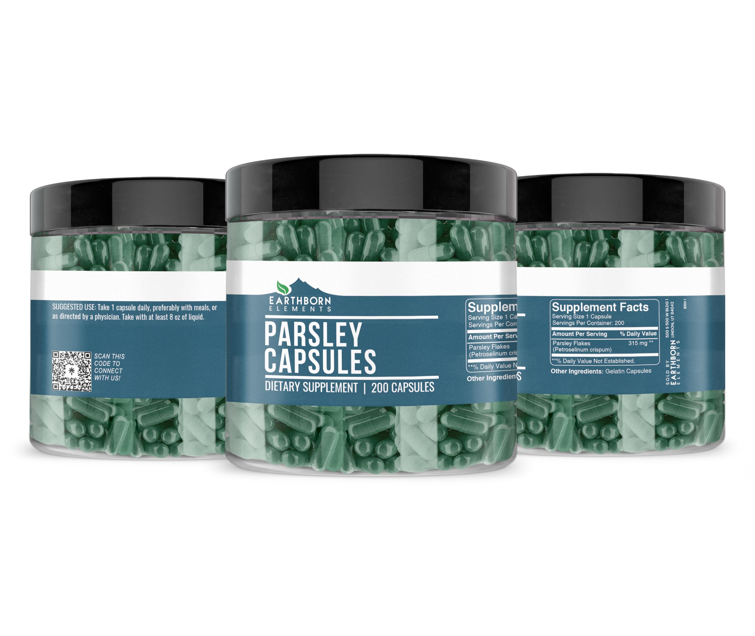 Earthborn Elements Parsley 200 Capsules – Pure & Undiluted, No Additives