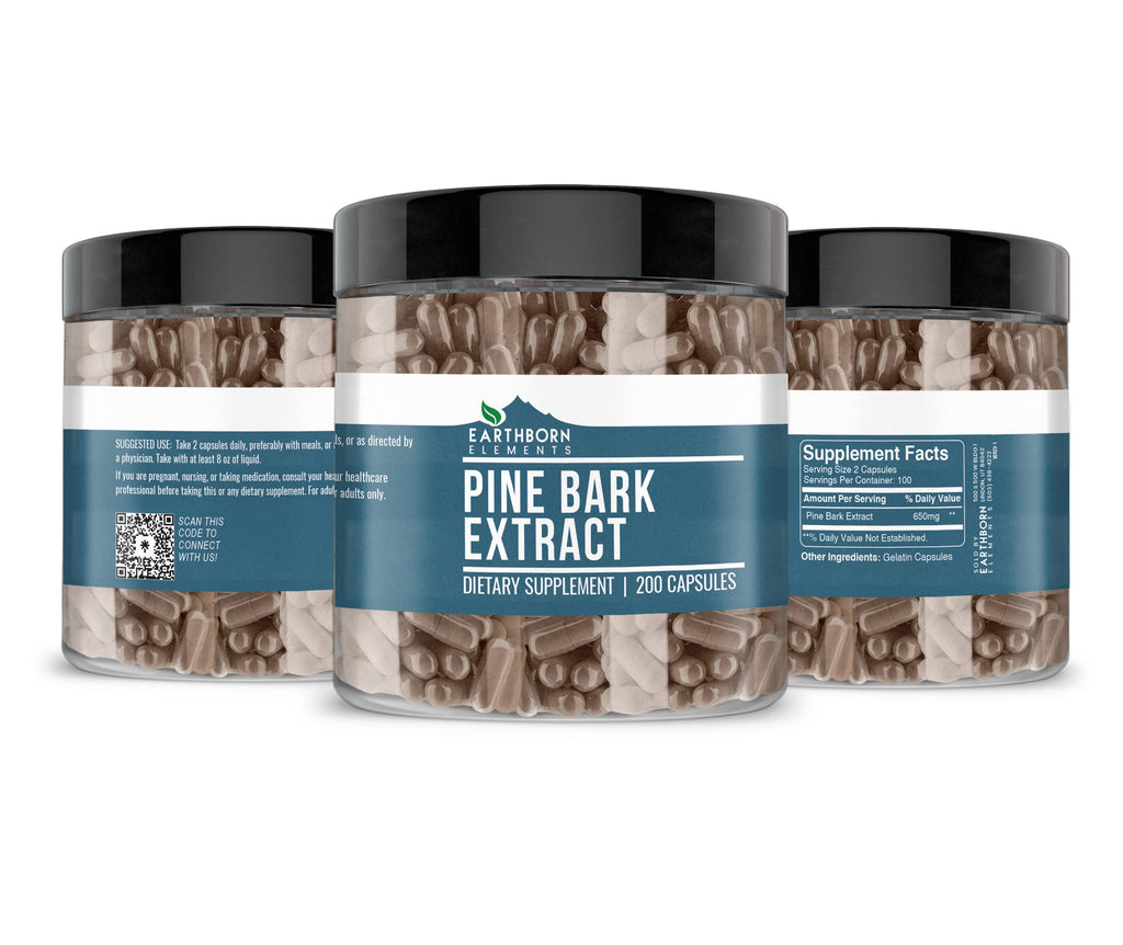 Earthborn Elements Pine Bark Extract – 200 Capsules | Pure & Undiluted