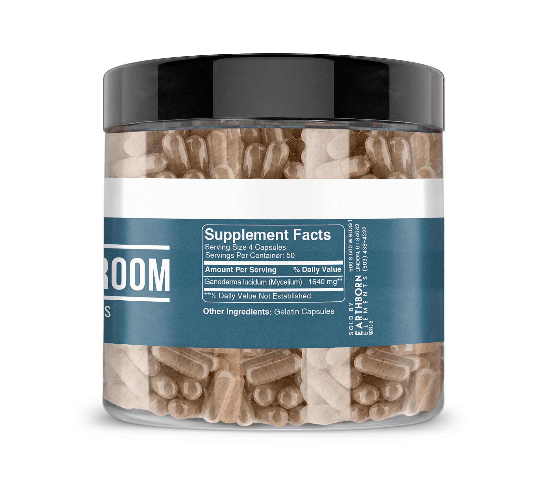 Earthborn Elements Reishi Mushroom 200 Capsules – Pure & Undiluted