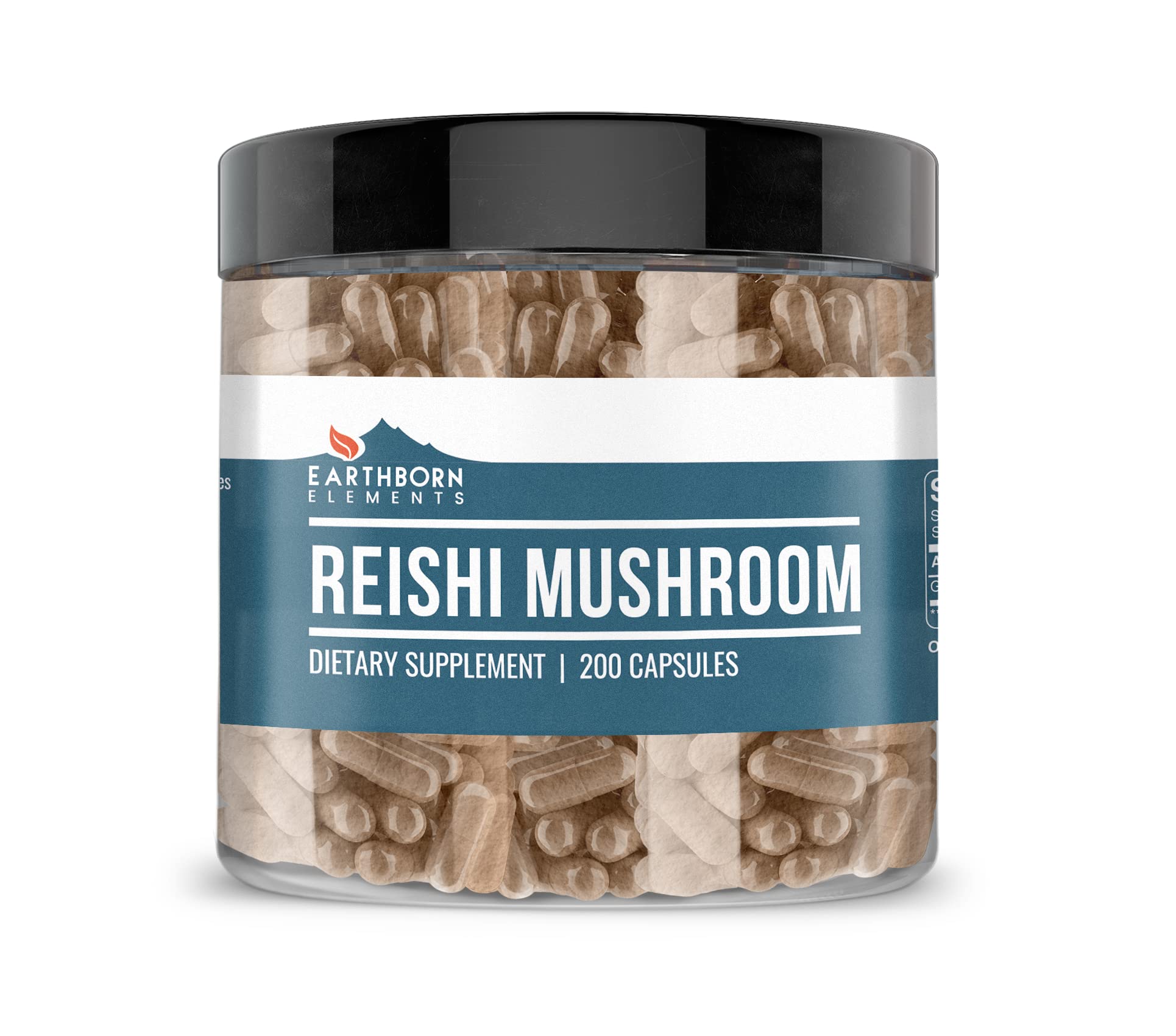 Earthborn Elements Reishi Mushroom 200 Capsules – Pure & Undiluted