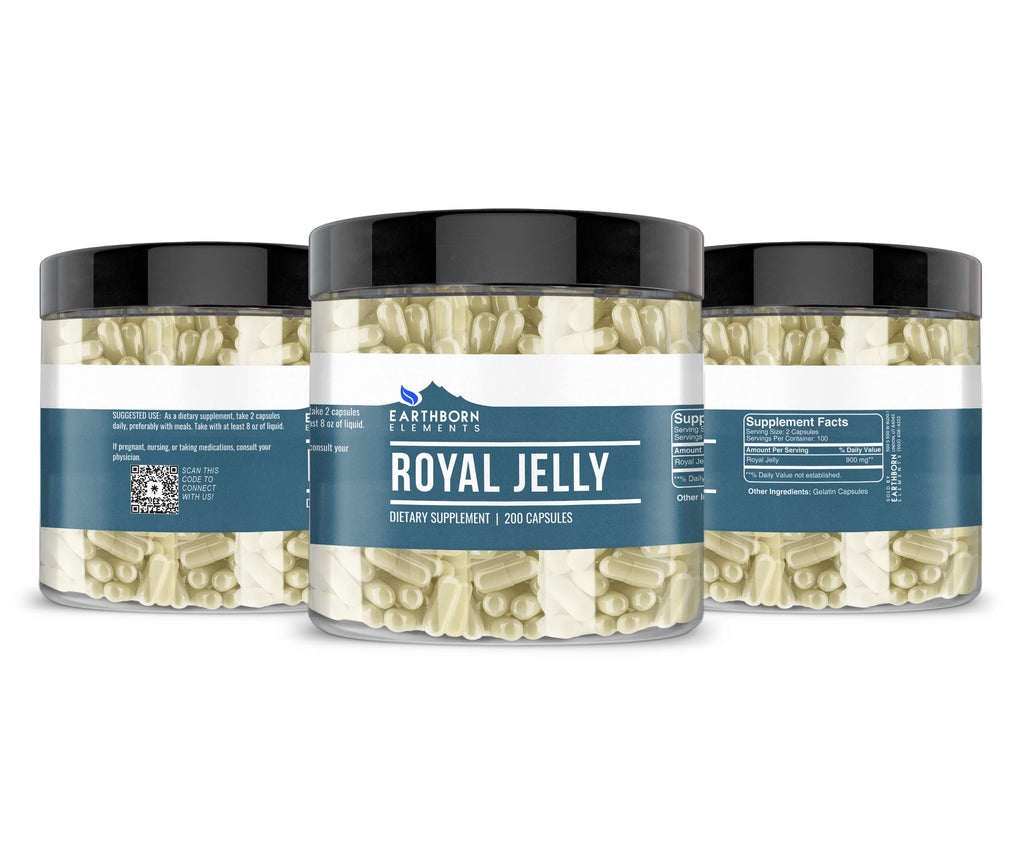 Earthborn Elements Royal Jelly 200 Capsules | Pure & Undiluted, No Additives