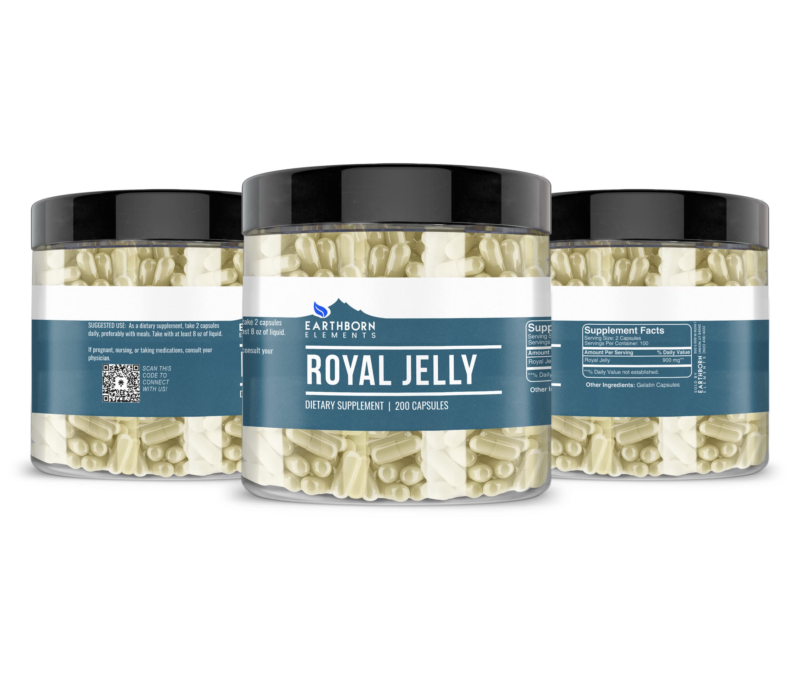 Earthborn Elements Royal Jelly 200 Capsules | Pure & Undiluted, No Additives