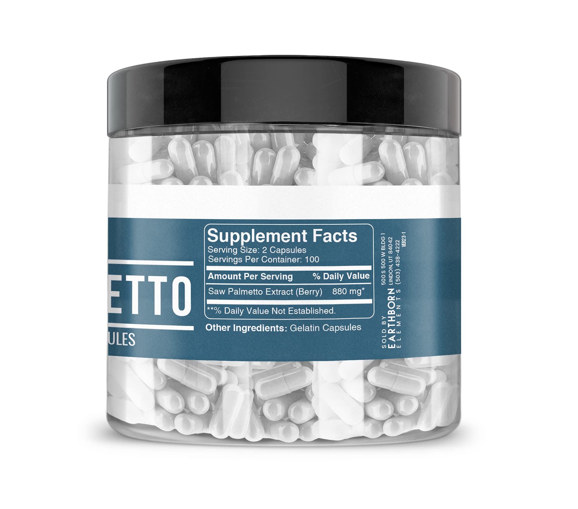 Earthborn Elements Saw Palmetto 200 Capsules | Pure & Undiluted, No Additives