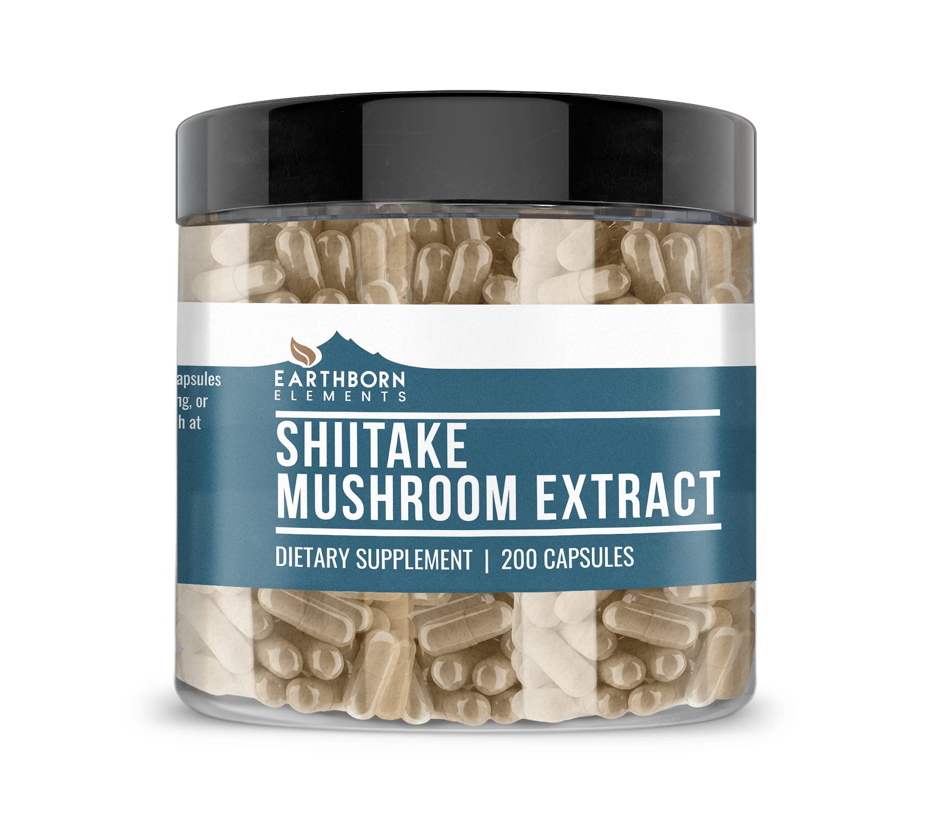 Earthborn Elements Shiitake Mushroom Extract - 200 Capsules | Pure & Undiluted