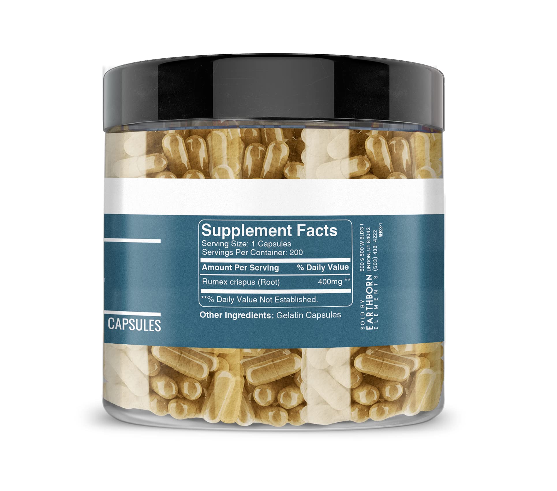 Earthborn Elements Yellow Dock Root 200 Capsules | Pure & Undiluted, No Additives