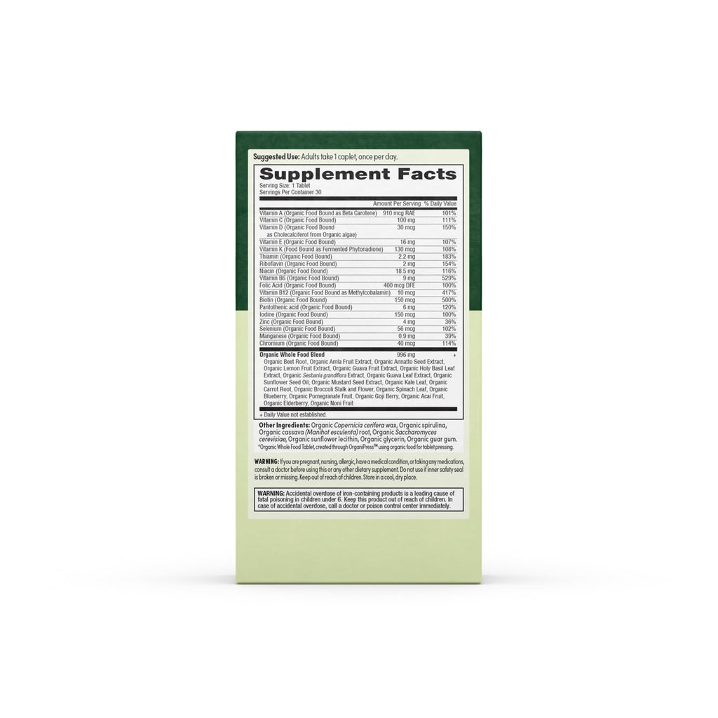 EarthFirst Organic Men's Multivitamin - Whole-Food, Once Daily, 19 Vitamins - 30 Count