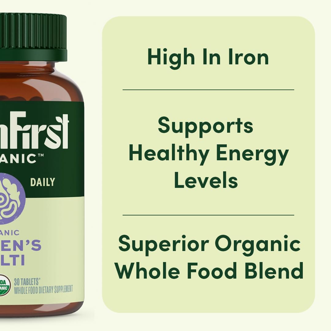 EarthFirst Organic Once Daily Multivitamin for Women 50+ - Bone, Energy & Heart Health (60 Count)