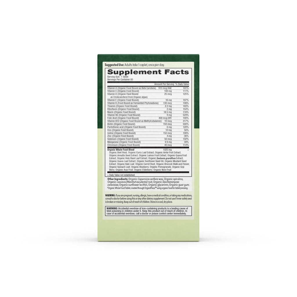 EarthFirst Organic Women’s Multivitamin – 60 Count with Iron & B12