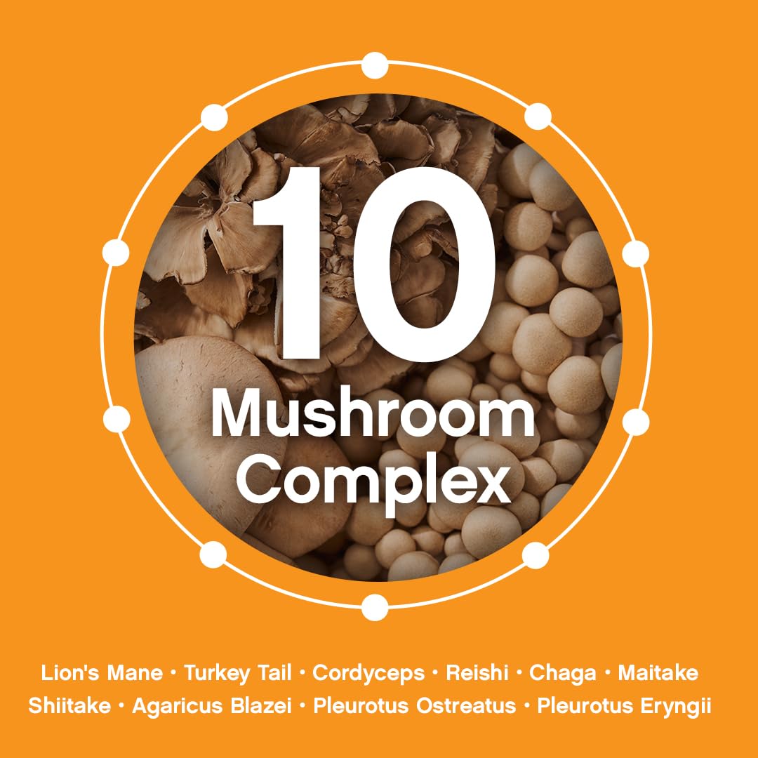 Earthiva Mushroom Complex Supplement – 60 Capsules | 10-in-1 Blend